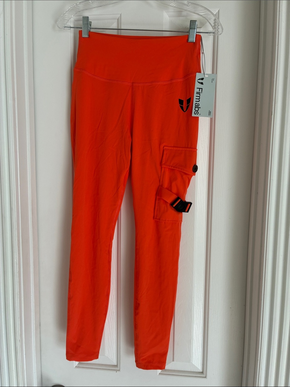 Firmabs Women's High-Waist Cargo Leggings in Bright Orange